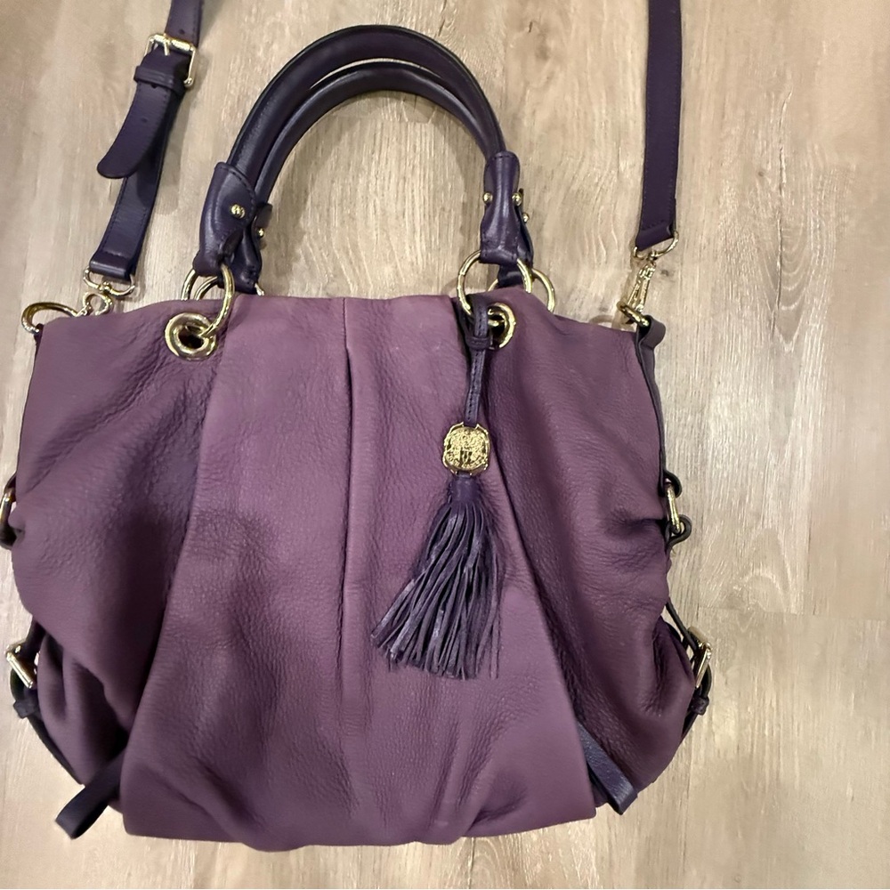 Vince Camuto Distressed Purple Leather Handbag